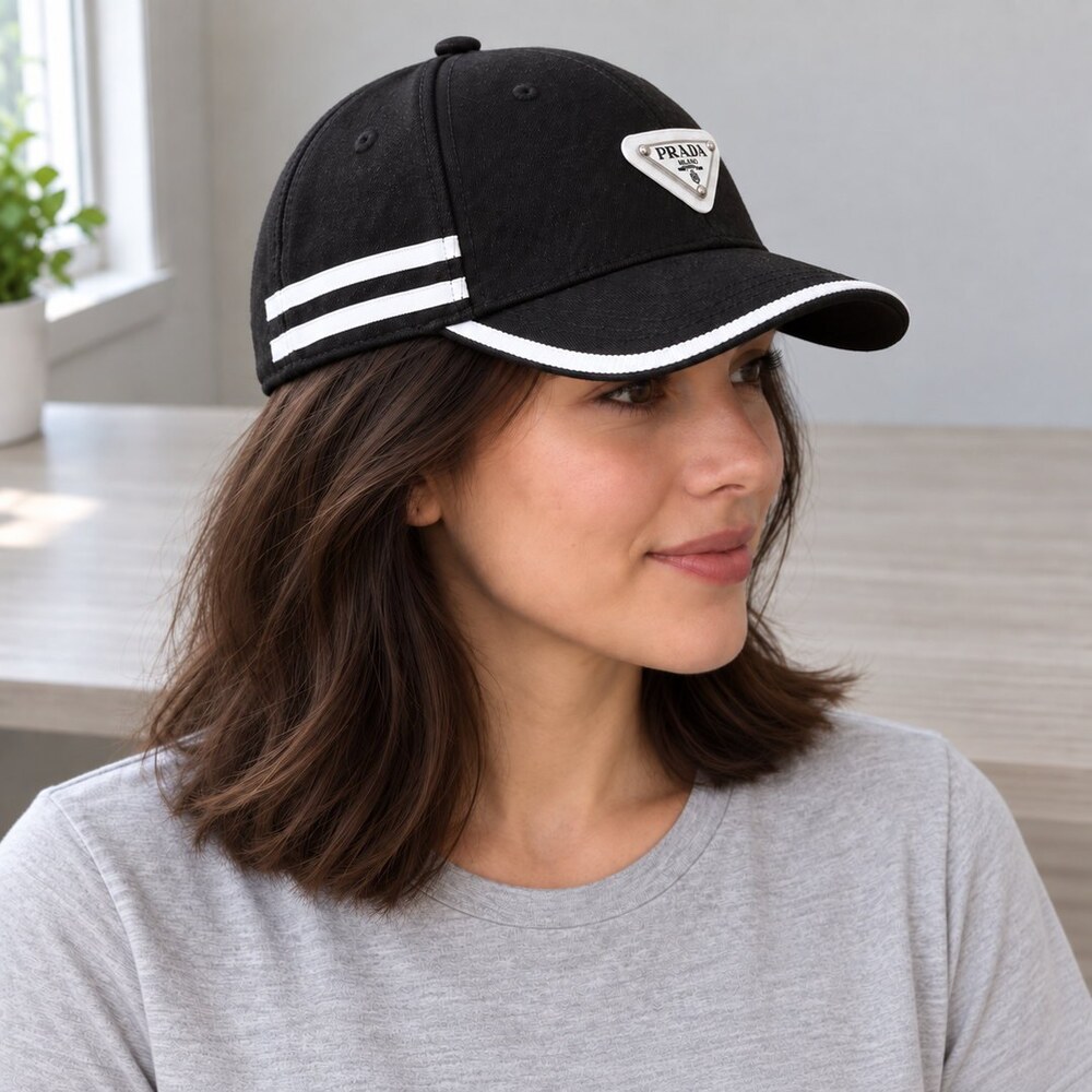 Prada Black Cap with White Trim - Picture 3 of 6